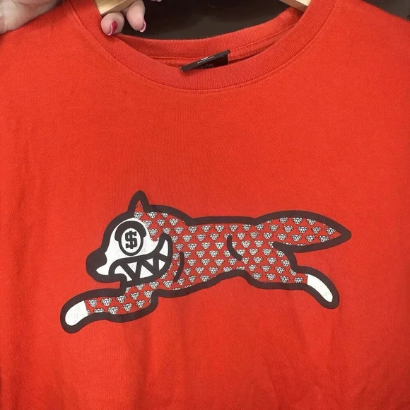 BBC Billionaire Boys Club Ice Cream T-shirt Running Dog Diamond Red Men's L‎ Y2K - Picture 4 of 7